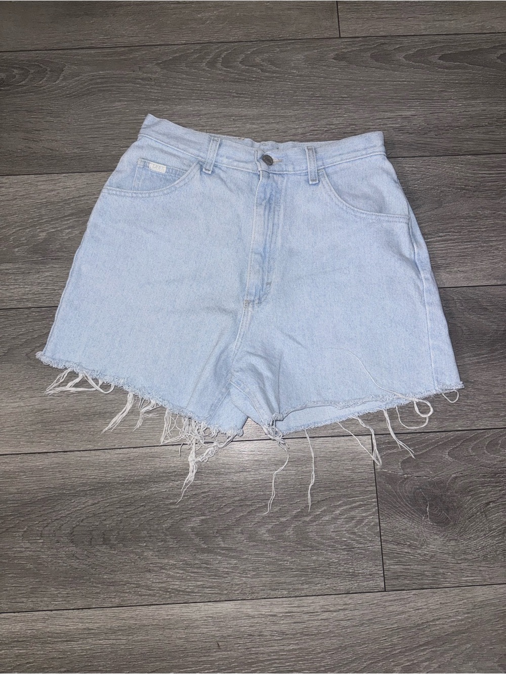 Lee High-Waist Light Blue Frayed Denim Shorts